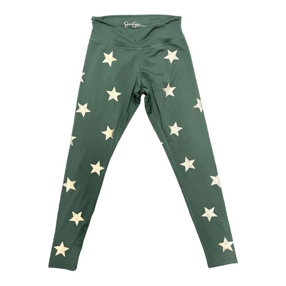 Jessica Simpson warm up Leggings, forest green, star pattern, small - Picture 1 of 3